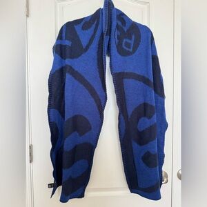 Like New Paul Smith Blue and Black 100% Wool Scarf- Unisex